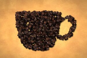Cup Icon Coffee Bean on Old Paper