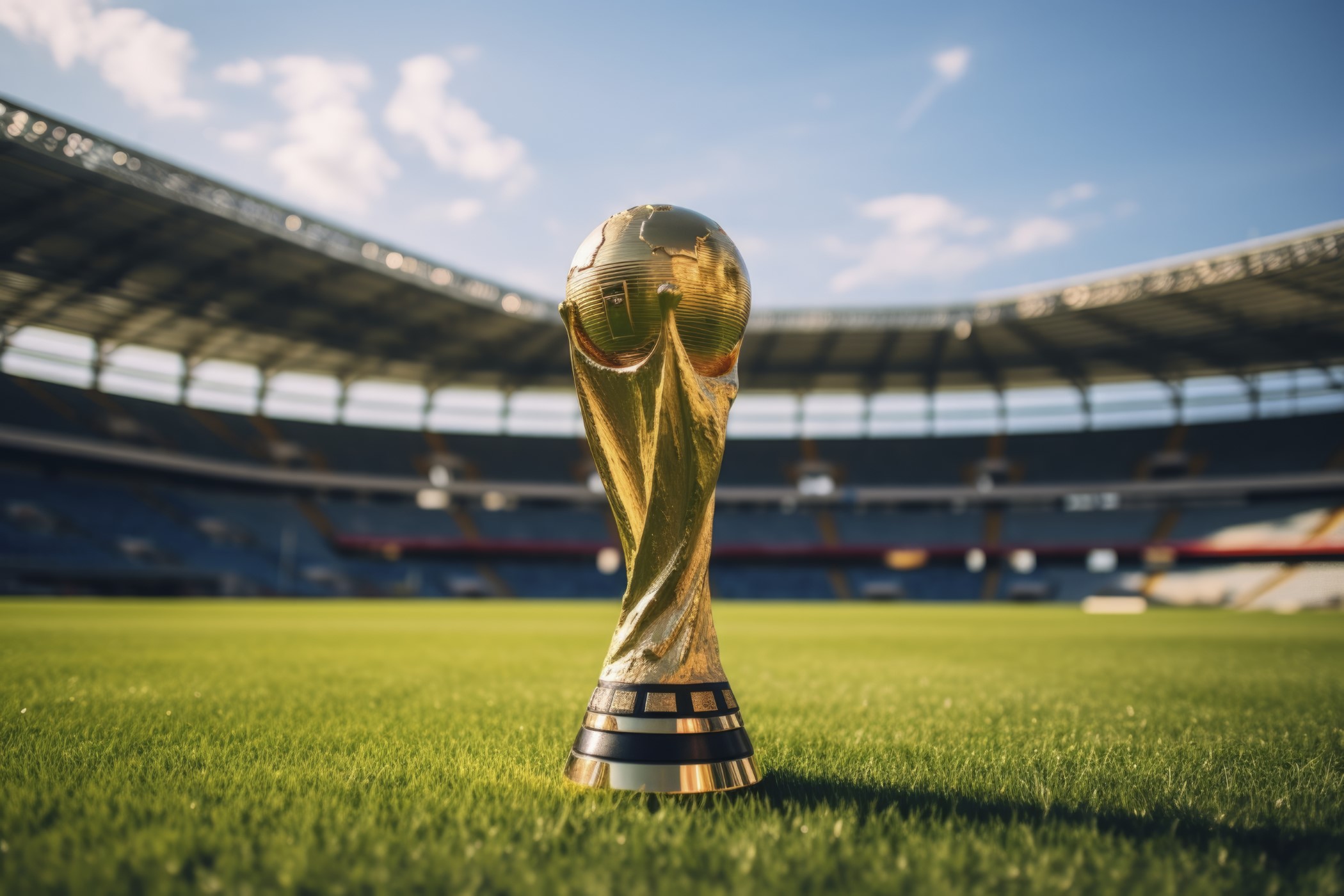 vista-da-copa-de-ouro-de-futebol-em-campo – Copa do Mundo taça troféu