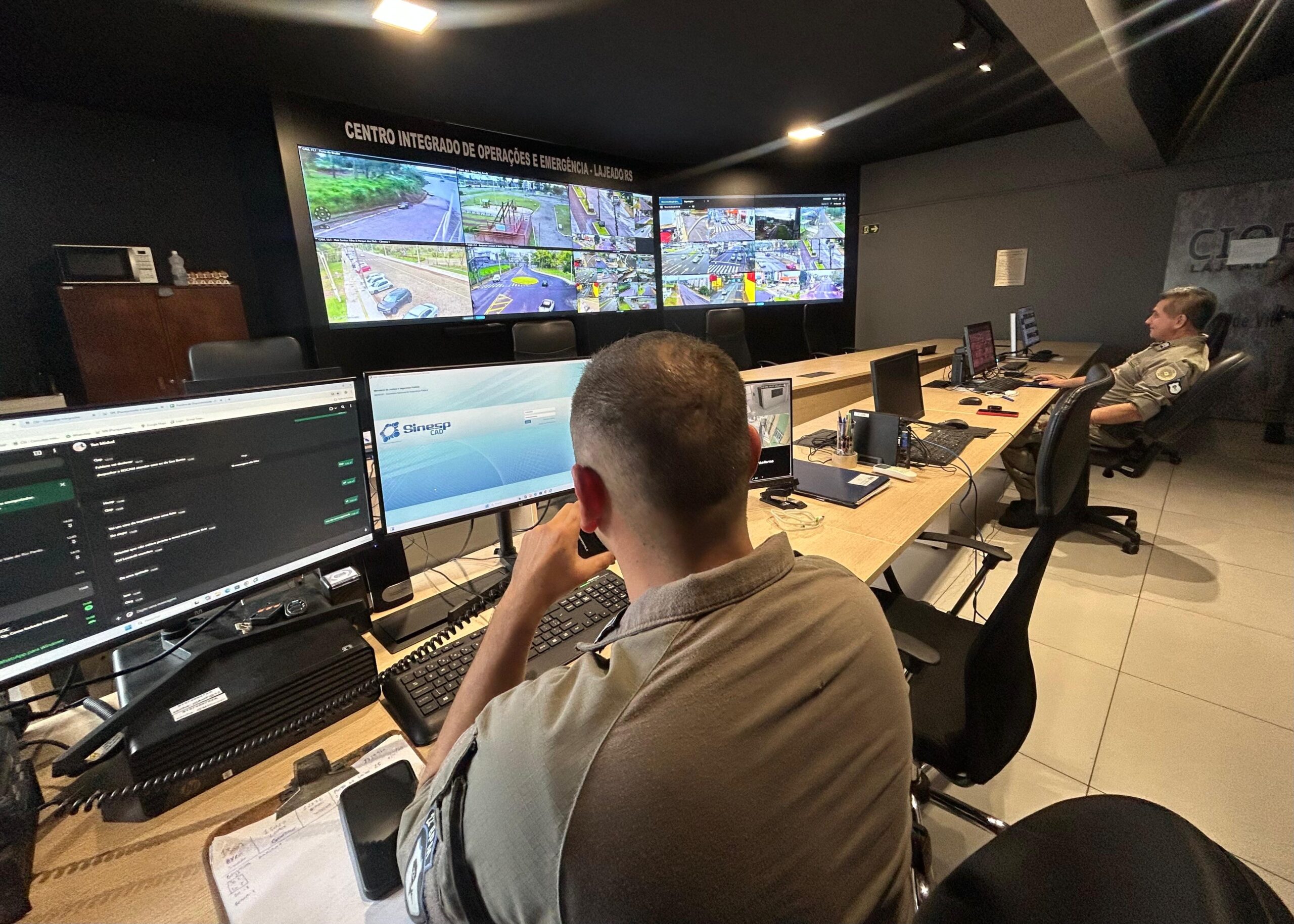 Centro Integrado de Operações – sala de videomonitoramento Lajeado